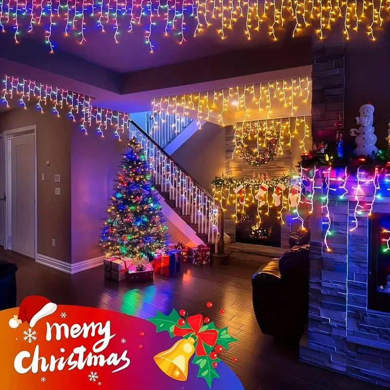 NEW 162/96LED Solar Icicle Outdoor Christmas Lights 8 Modes Waterproof Fairy Lights for Home Party Halloween Holiday Decoration
