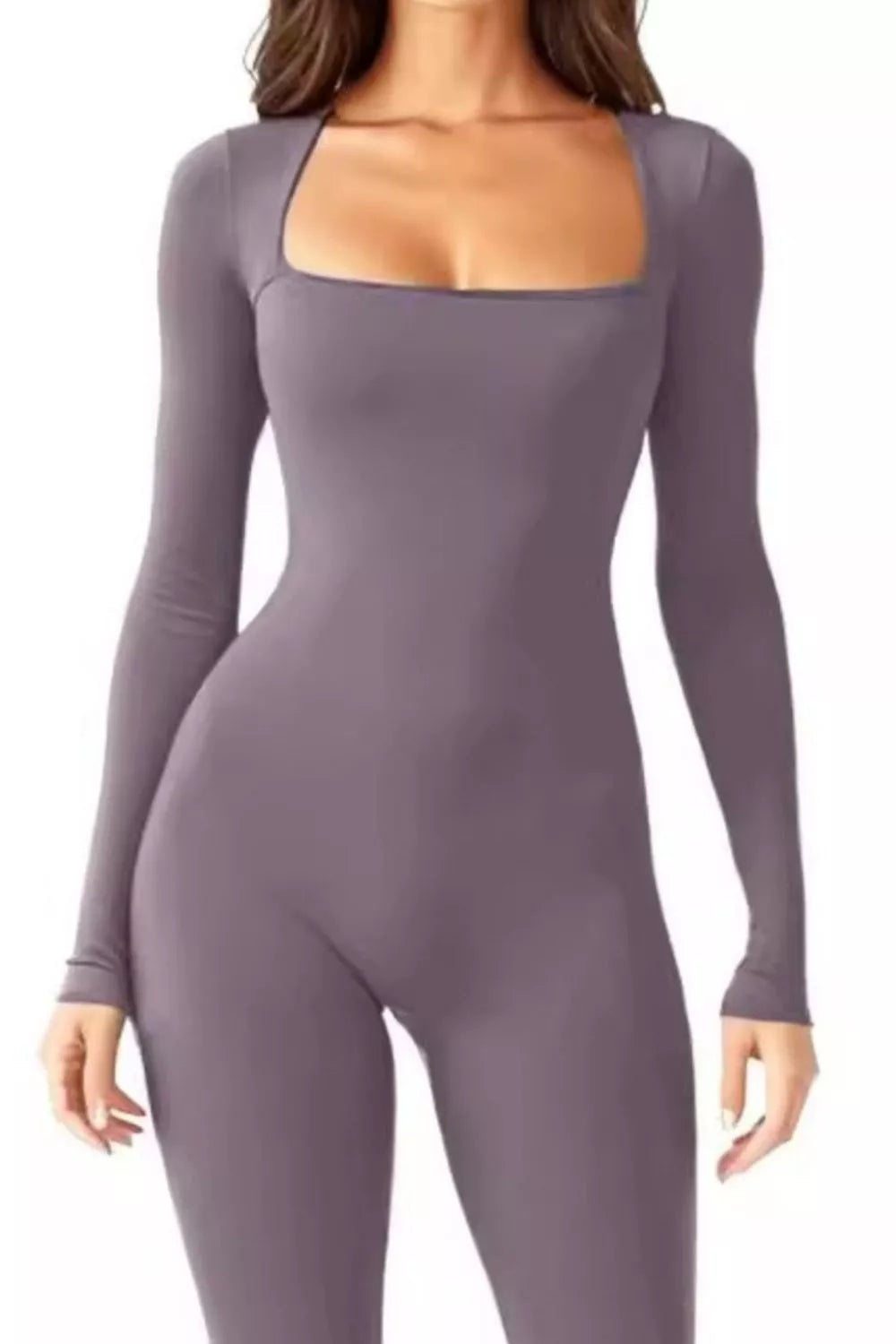 Square Neck Long Sleeve Jumpsuit
