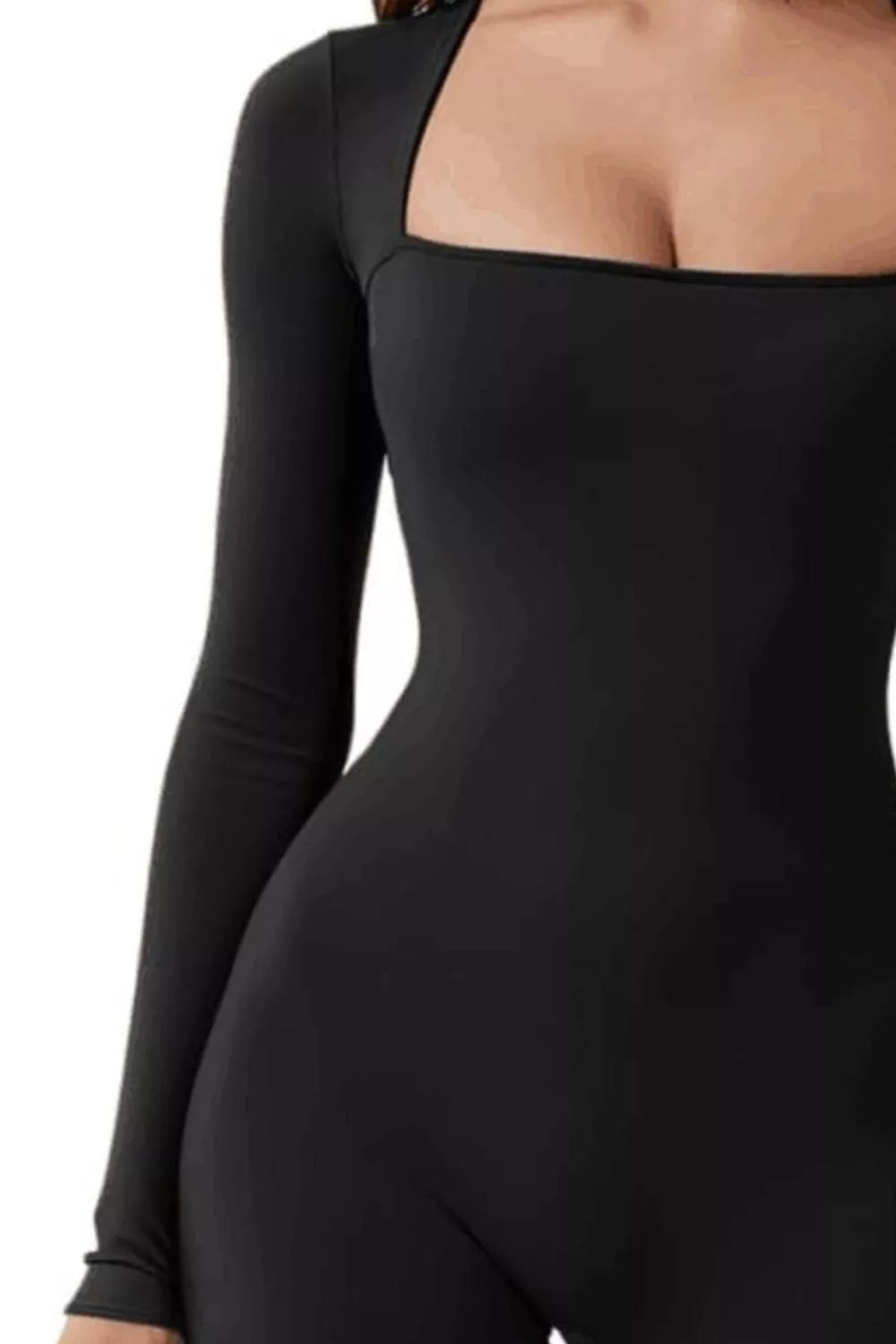 Square Neck Long Sleeve Jumpsuit